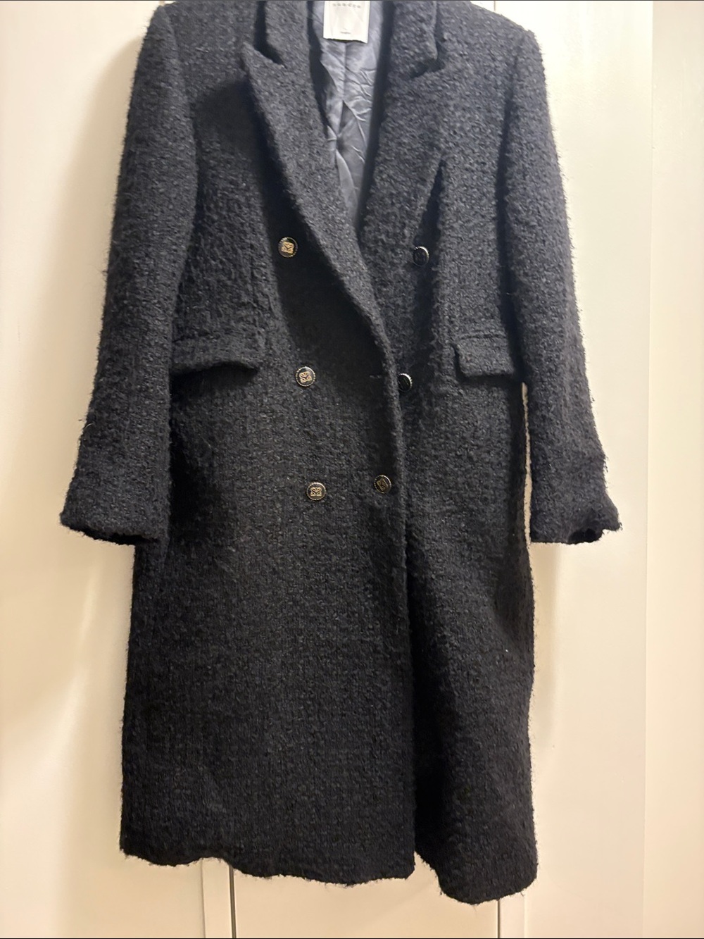 Sandro Black Wool Pea Coat Size 40